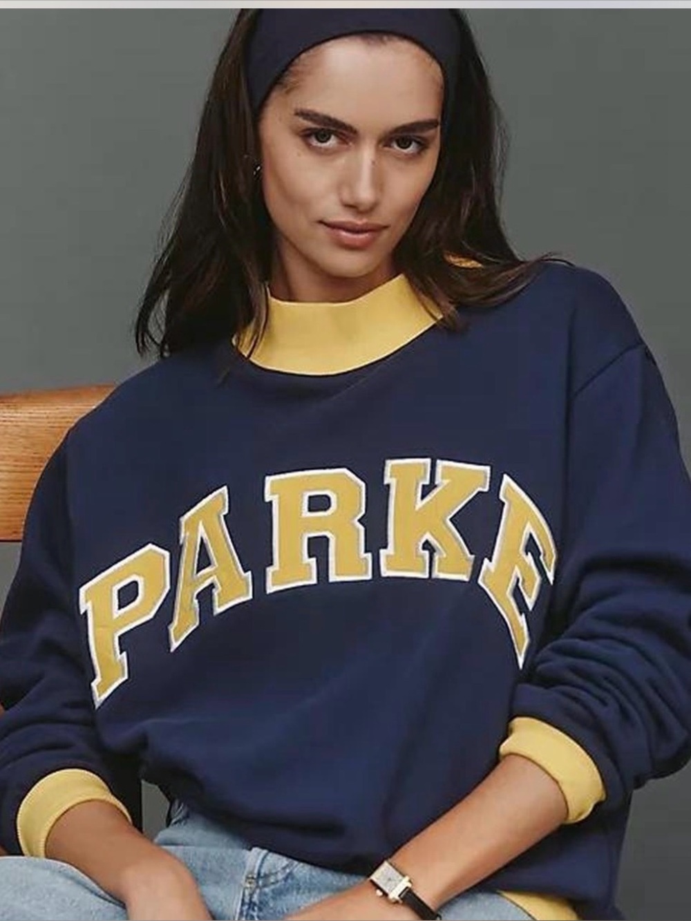 NIB PARKE Back to School Two Tone Varsity Mockneck